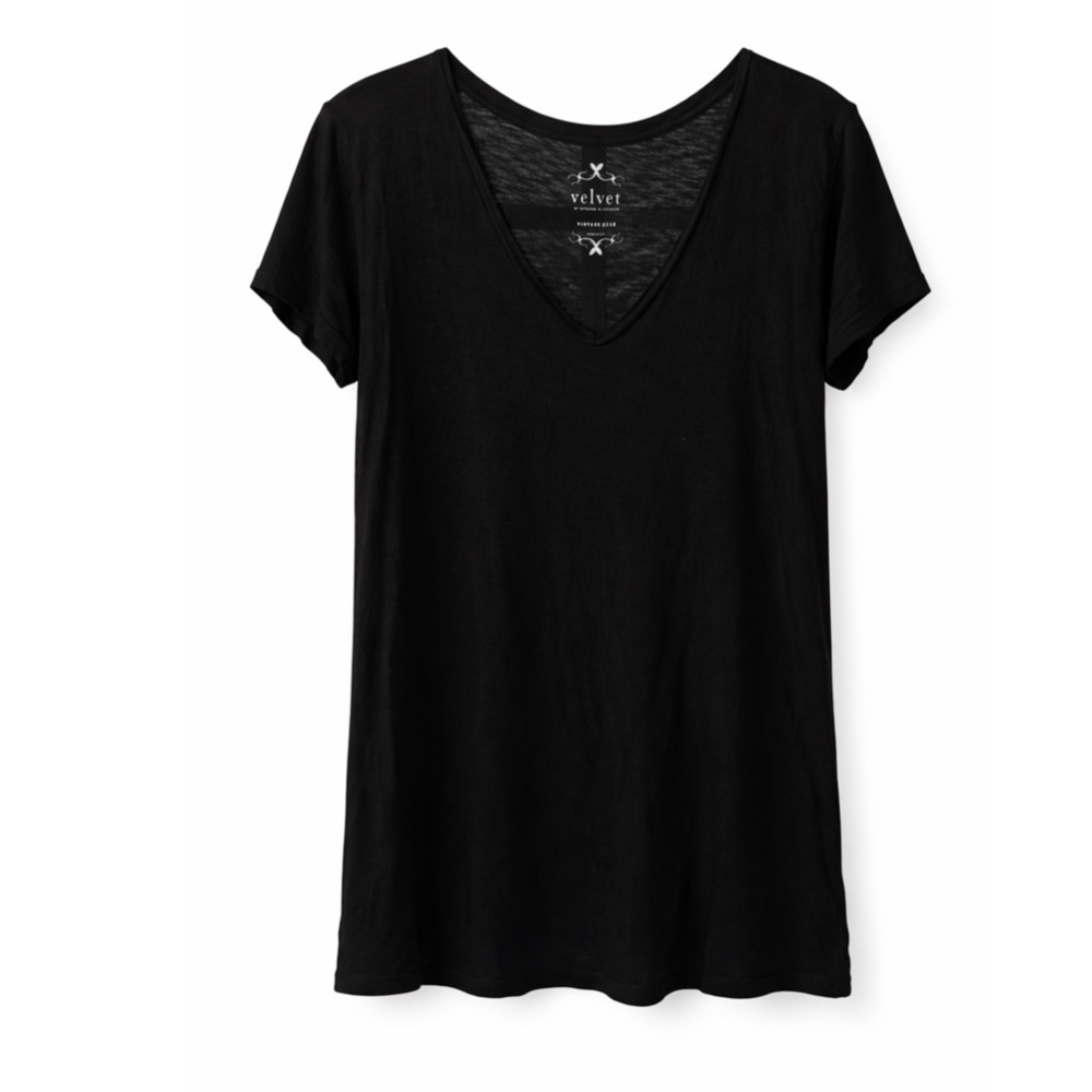 Velvet by Graham & Spencer Black V-Neck Tee